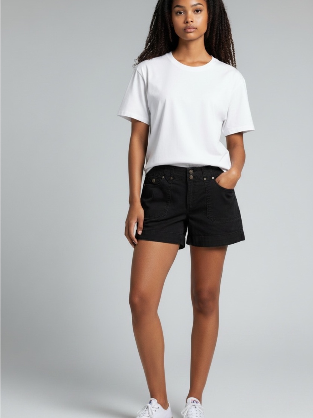 One 5 One Utility Black Cotton Spandex Blemd Shorts Summer Vacation Soft Size 12